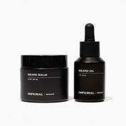 Beard Bundle featuring Beard Balm and Beard Oil for healthy, soft facial hair care by Imperial Scruff.