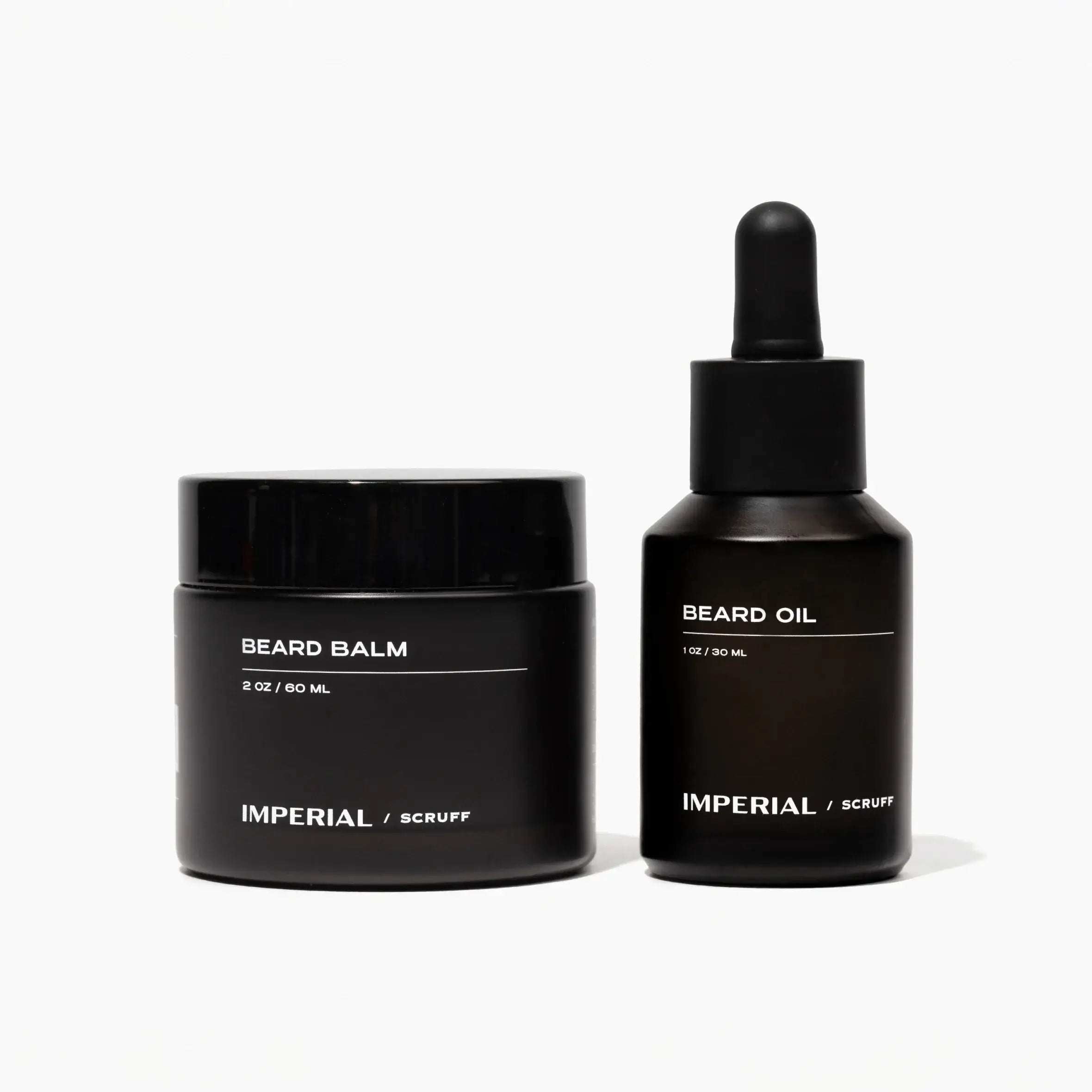 Beard Bundle featuring Beard Balm and Beard Oil for healthy, soft facial hair care by Imperial Scruff.