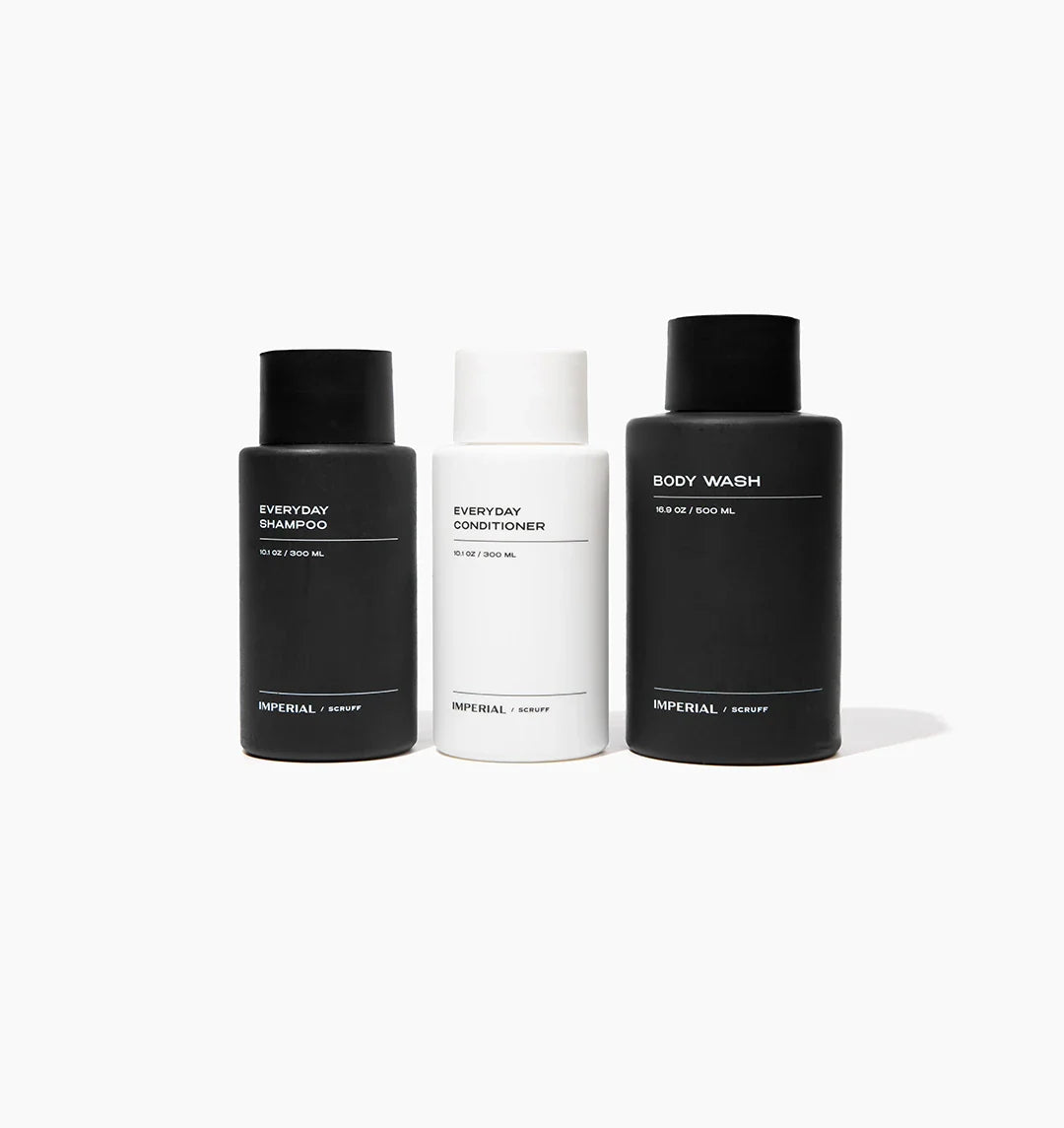 Hair & Body Bundle featuring biotin shampoo, conditioner, and gentle body wash for clean and nourished skin and hair.